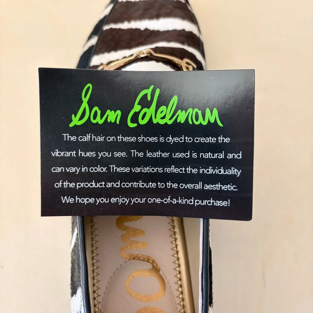 Sam Edelman Loraine Bit Loafer Womens 11 Zebra Print Calf Hair Leather Flats Box